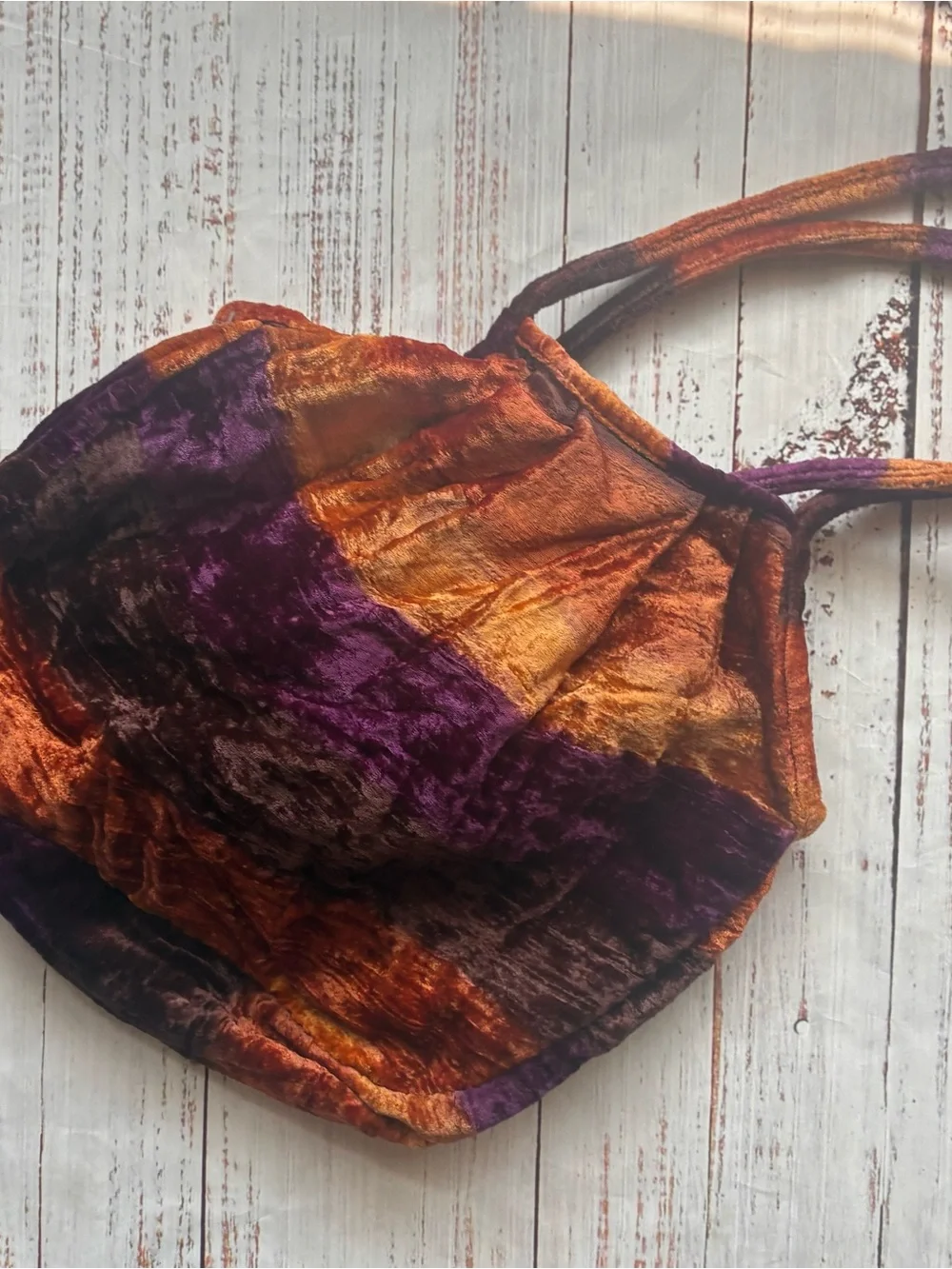 Velvet Multi-Color Womens Tote Bag - Purple & Orange Boho Hobo